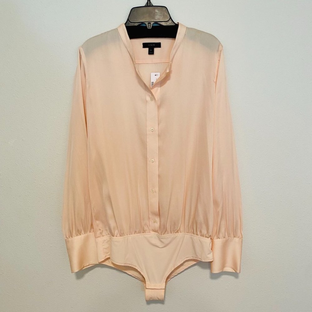J.CREW Ashton Light Pink Stretch Silk Bodysuit  size 8